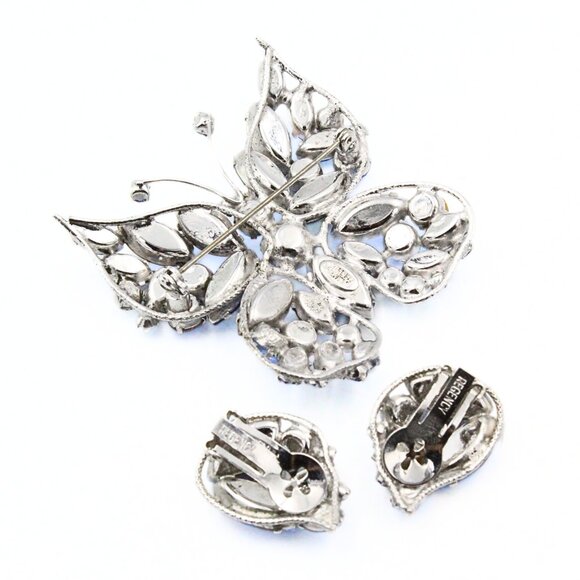Sweet REGENCY JEWELS Light Blue AB Crystals Glass Butterfly Set - Picture 4 of 9